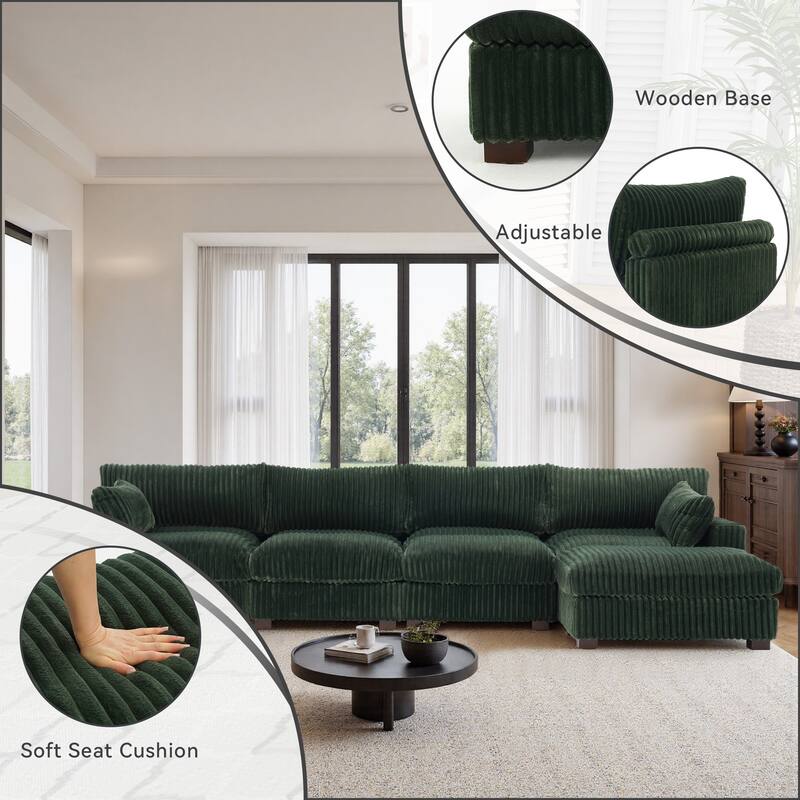 Plush Flannel Modular Sectional Sofa for Living Room
