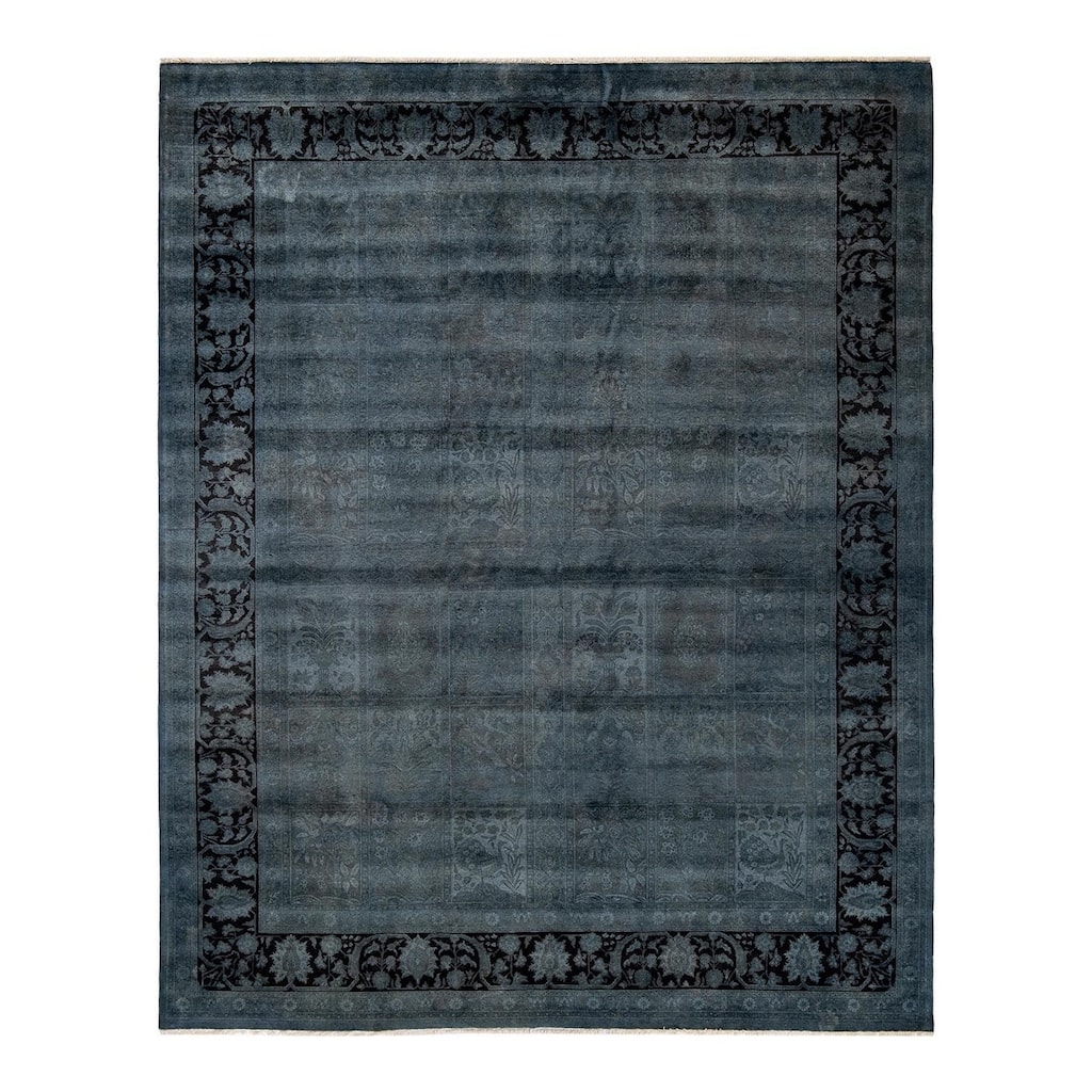 Overton Hand Knotted Wool Vintage Inspired Modern Contemporary Overdyed Gray Area Rug - 8' 3" x 10' 2"
