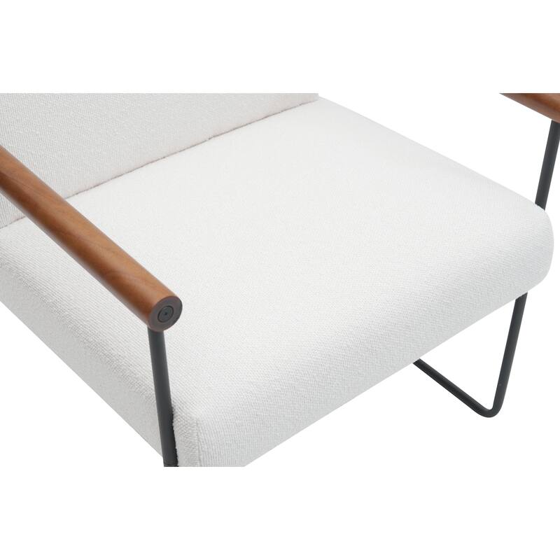 Modern Boucle Accent Armchair - Comfortable Upholstered Lounge Chair with Curved Armrests, Stylish Minimalist Chair