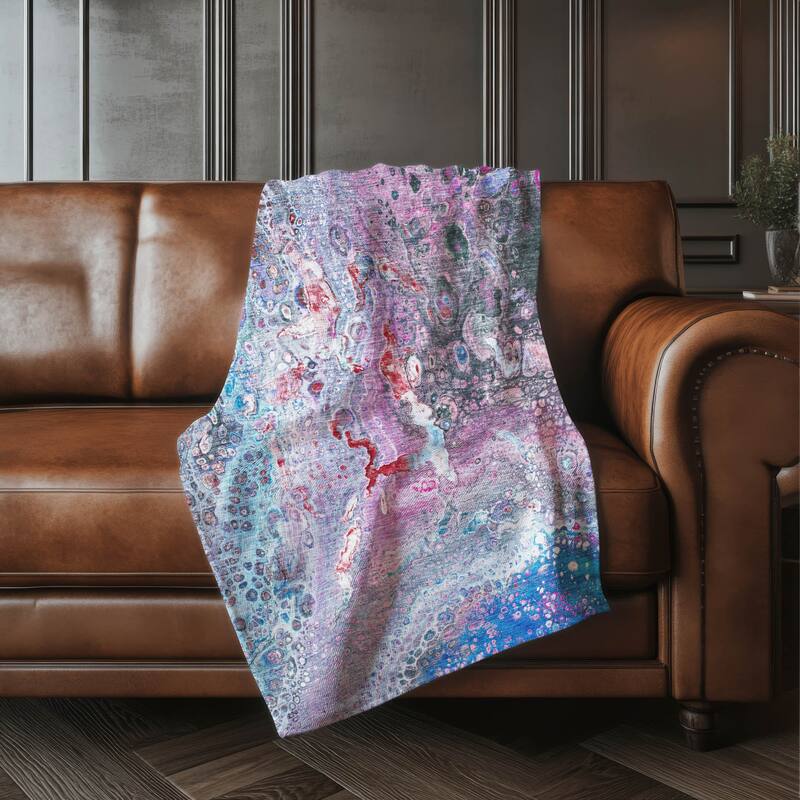 Premium Machine Washable Modern Fusion Sherpa Throw Blanket - Blue - 4'2" x 5'10"