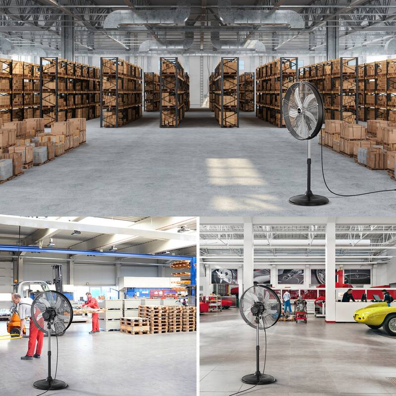 20" Industrial Black 3-Speed Commercial Grade Pedestal Fan