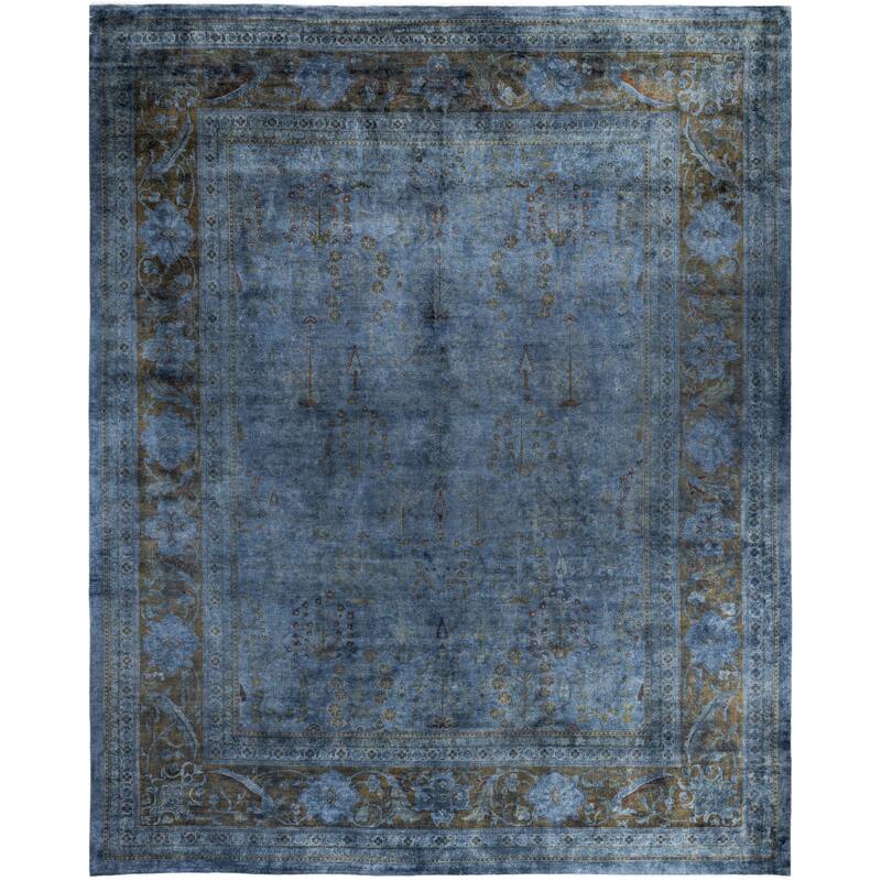 Overdyed One-of-a-Kind Hand-Knotted Area Rug - Gray - 12' 3" x 15' 3"