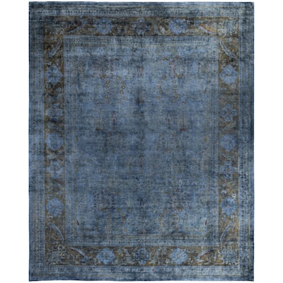 Overdyed One-of-a-Kind Hand-Knotted Area Rug - Gray - 12' 3" x 15' 3"