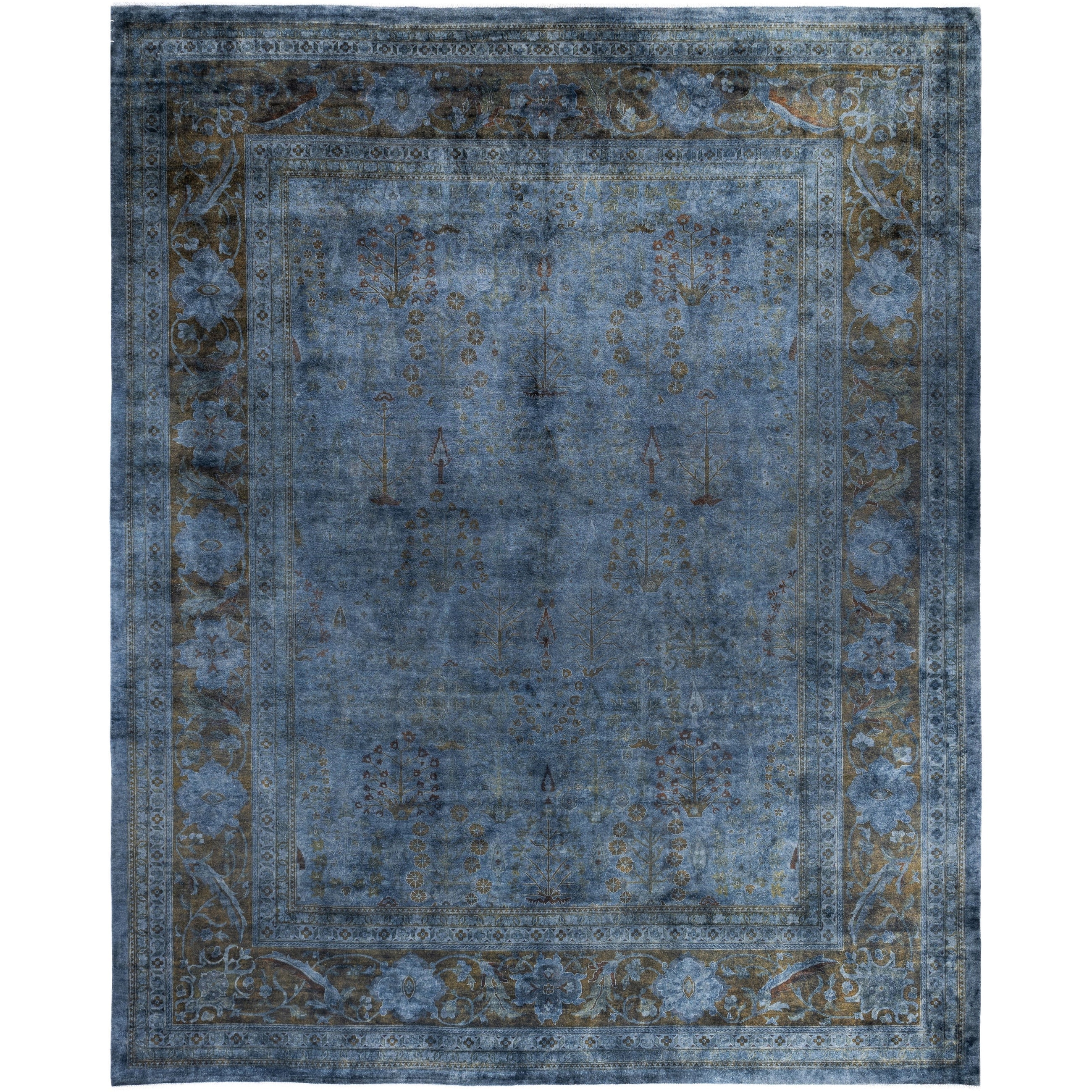 Overdyed One-of-a-Kind Hand-Knotted Area Rug - Gray - 12' 3" x 15' 3"
