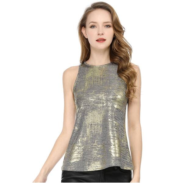 Shop Women S Metallic Shiny Tank Top Party Club A Line Shimmer