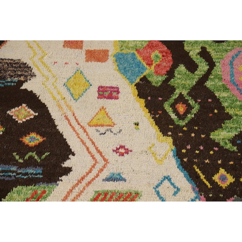 Plush Moroccan Oriental Area Rug Hand-Knotted Wool Carpet - 8'11" x 12'7"
