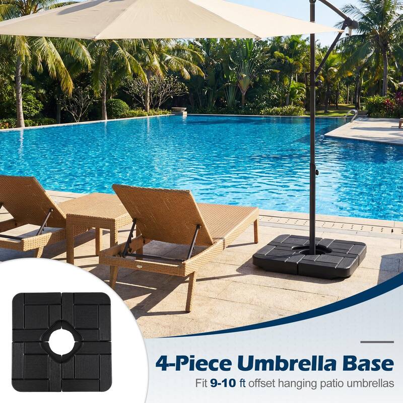 Gymax 4-Piece 188 LBS Heavy Duty Cantilever Offset Patio Umbrella Base