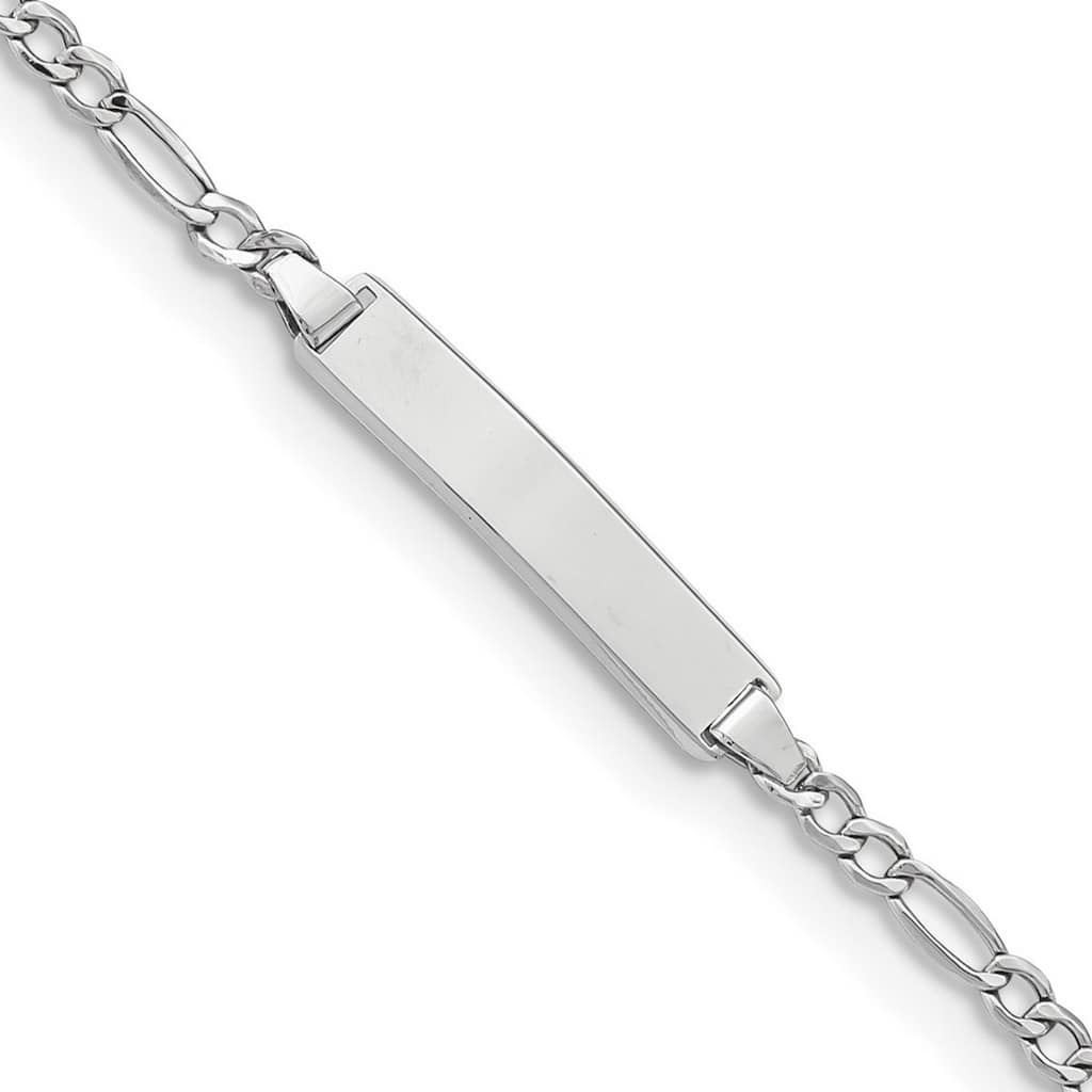 Curata 14k White Gold 7" 4.5mm Engravable Semi solid Figaro ID Bracelet