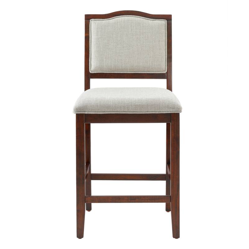 Counter Height Bar Stools Set of 2 - Rustic 2 Pack Bar Stools with Rubber Wood Frame, Ergonomic Backrest