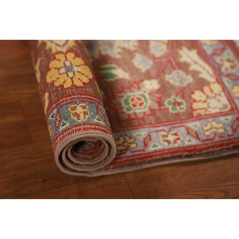 Brown Floral Kazak Oriental Foyer Rug Handmade Wool Carpet - 2'0"x 3'0"