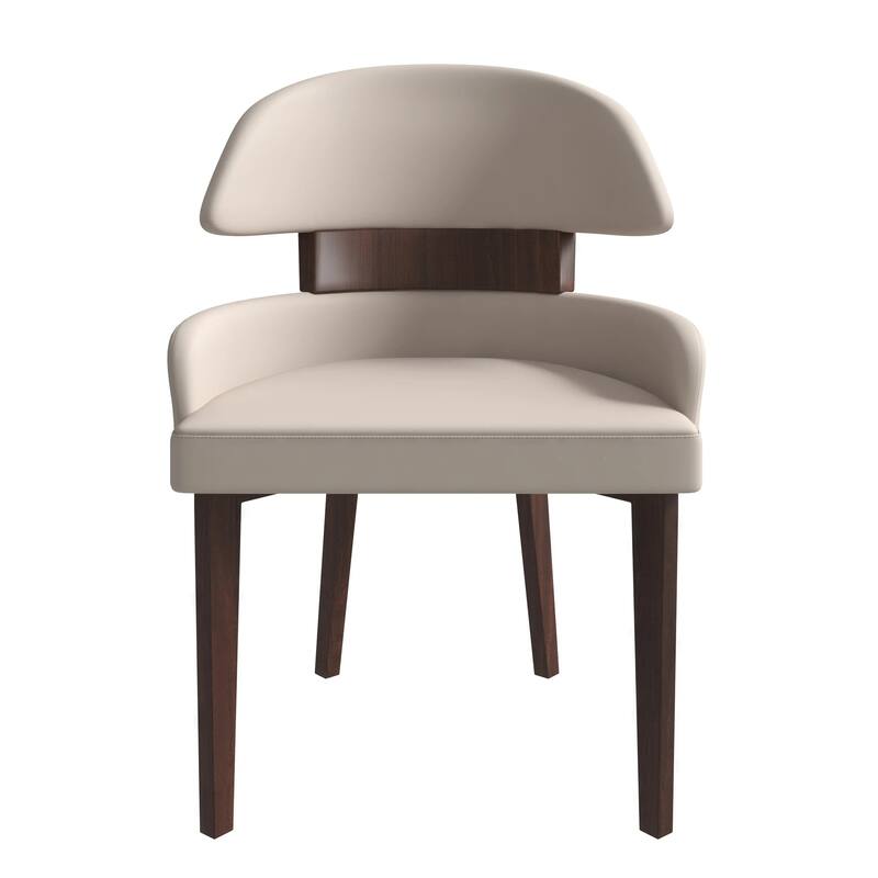 Ethos Leather Dining Chair with Rubberwood Legs Curved Back Accent Chair for Kitchen and Dining Room Set of 2
