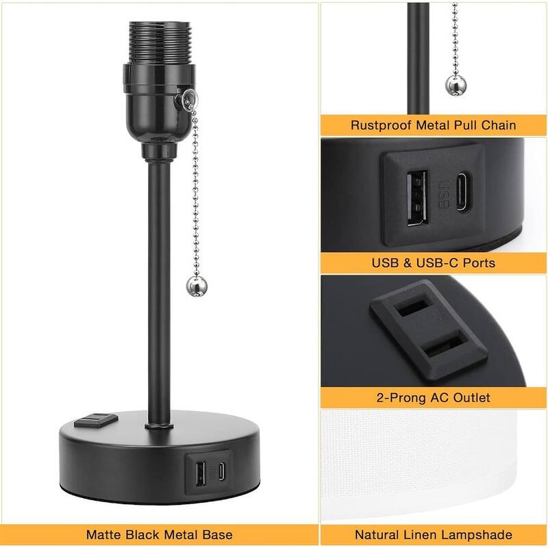 Small Bedside Table lamp for Bedroom - 3 Color Temperatures