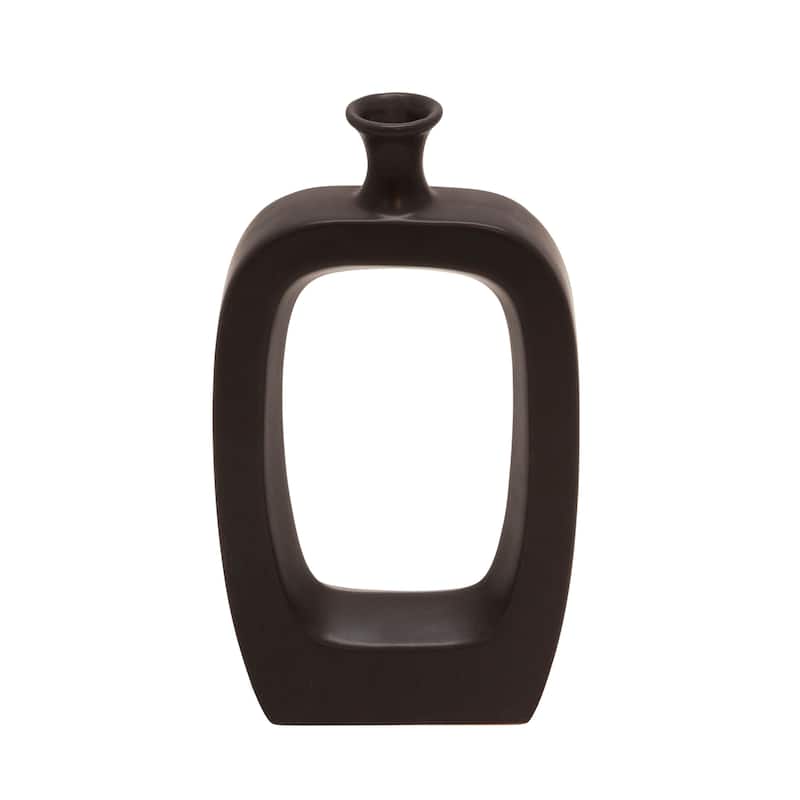 Sagebrook Home Modern Coastal Cut Out Ceramic Bud Vase - 8"x3"x14" - Black