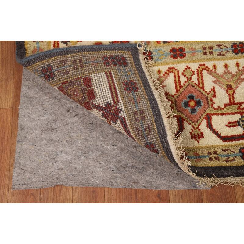 Charcoal Gray Heriz Serapi Indian Area Rug Handmade Wool Carpet - 7'10"x 9'11"