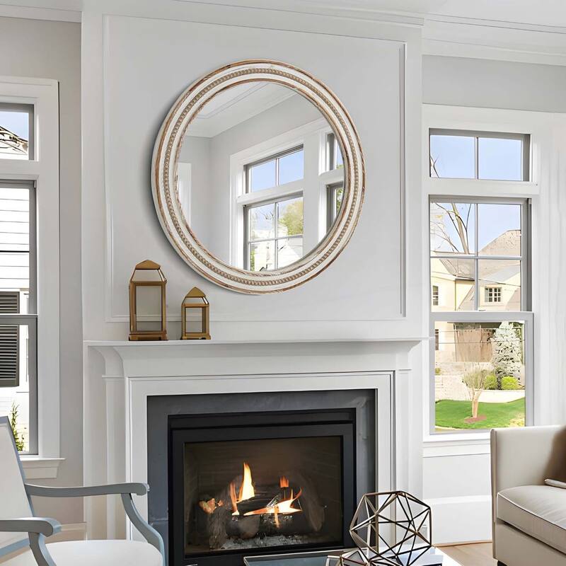 23.62 inches Wood Round Decorative Mirrors