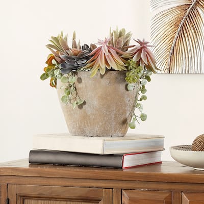 SAFAVIEH Nolwen Faux Succulent Potted Plant - 15.8" W x 9.5" L x 13" H - 16Wx9Dx13H