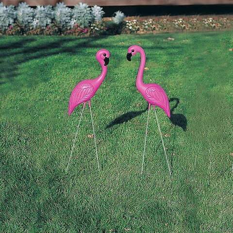 Pink Flamingo Yard Ornaments, Outdoor Home Decor, 2 Pieces, 20", 21" Tall - 20" - 21"