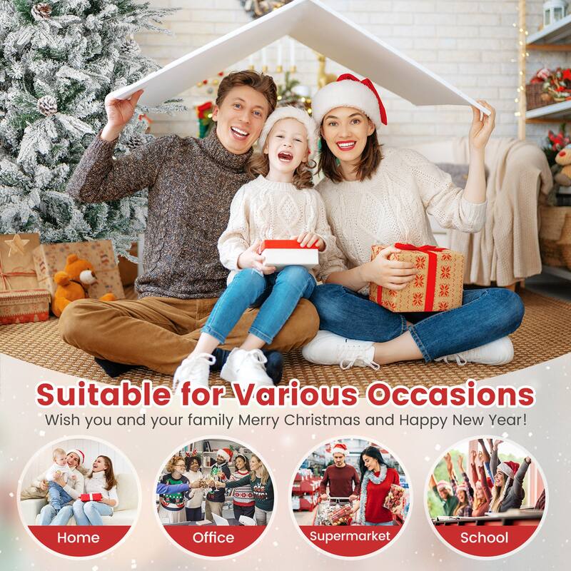 Gymax 6 FT Pre-Lit Artificial Christmas Tree Snow-Flocked Hinged Xmas