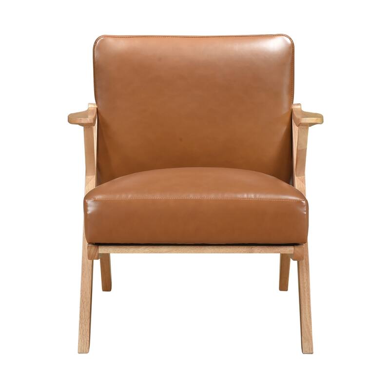 Rhys 26.5" Faux Leather Accent Chair - Solid Rubberwood Frame