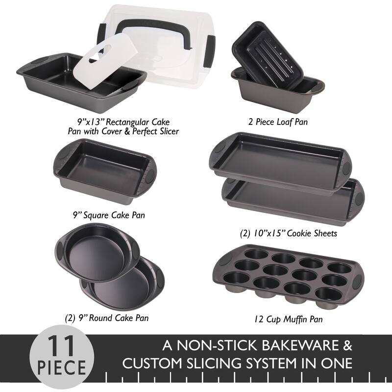 BergHOFF 11Pc Perfect Slice Bakeware Set, Grey