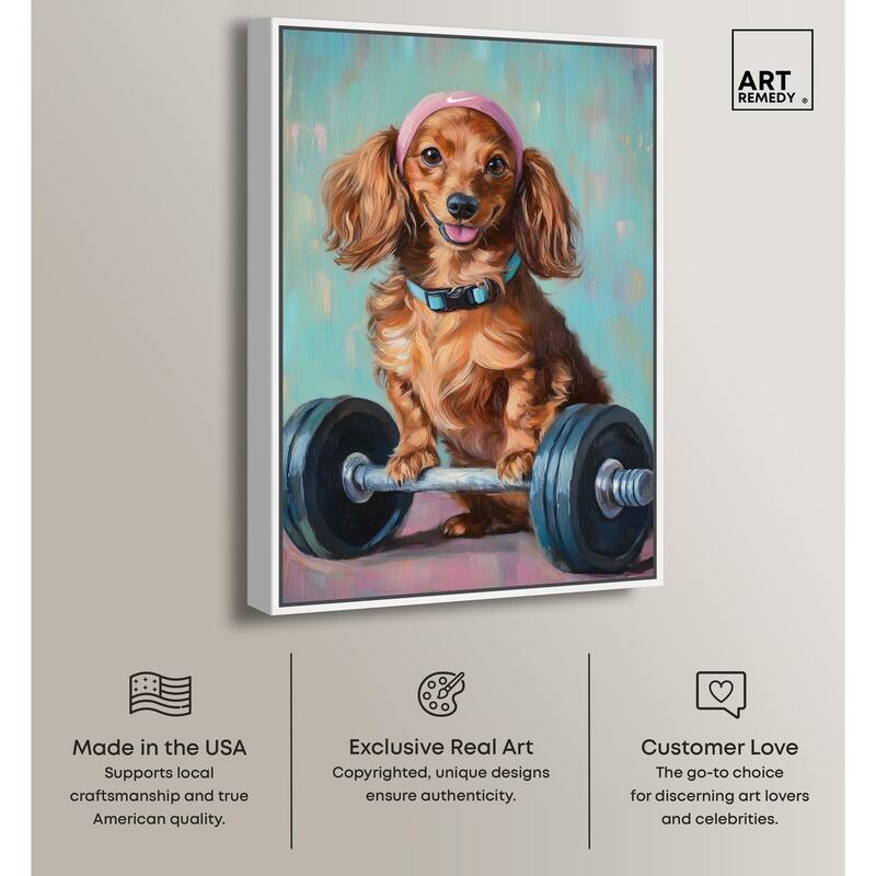 Cute Doxxie Work Out Canvas by Art Remedy