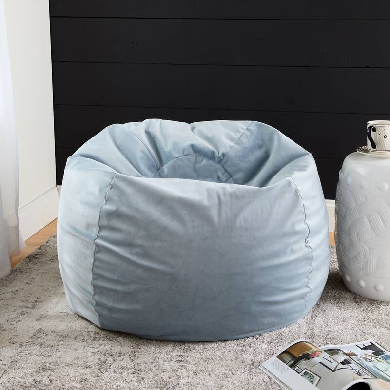 Sorra Home Solid Velvet Indoor Bean Bag - Dusk 30 in W x 30 in W x 20 in H