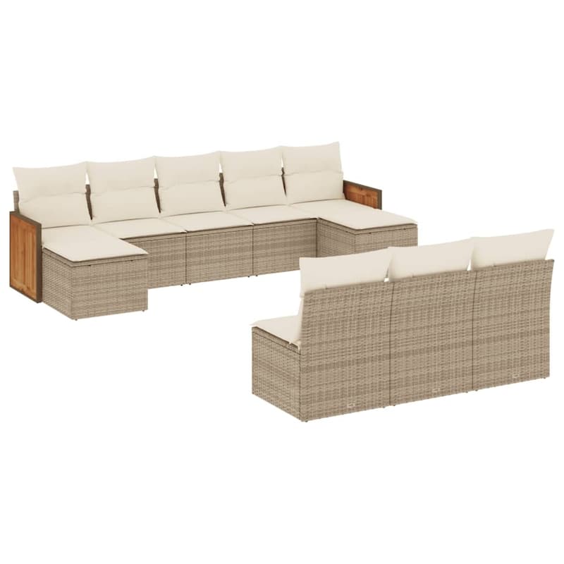 vidaXL Patio Sofa Set with Cushions Outdoor Conversation Furniture Poly Rattan - 21.7 x 21.7 x 14.6