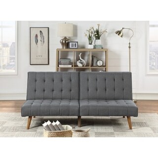 Blue Grey Modern Convertible Sofa 1pc Set Couch Polyfiber Plush Tufted ...
