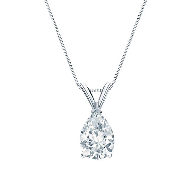 Auriya Platinum 1.75ctw Pear Solitaire Lab Grown Diamond Necklace V-End (H-I VS) Prong - 1.75 - 1.75 - 18 Inch - White - White