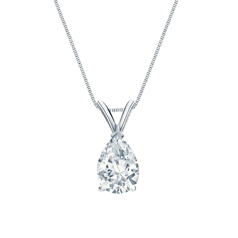 Auriya Platinum 3.00ctw Pear Solitaire Lab Grown Diamond Necklace V-End (H-I VS) Prong - 3