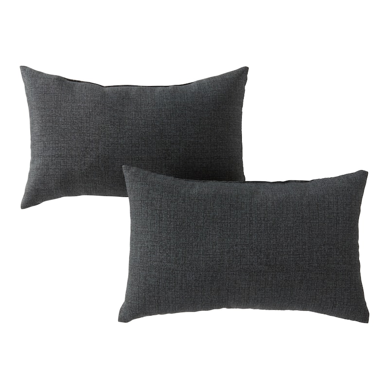 Solid Heathered Outdoor Lumbar Pillow (Set of 2) - Carbon