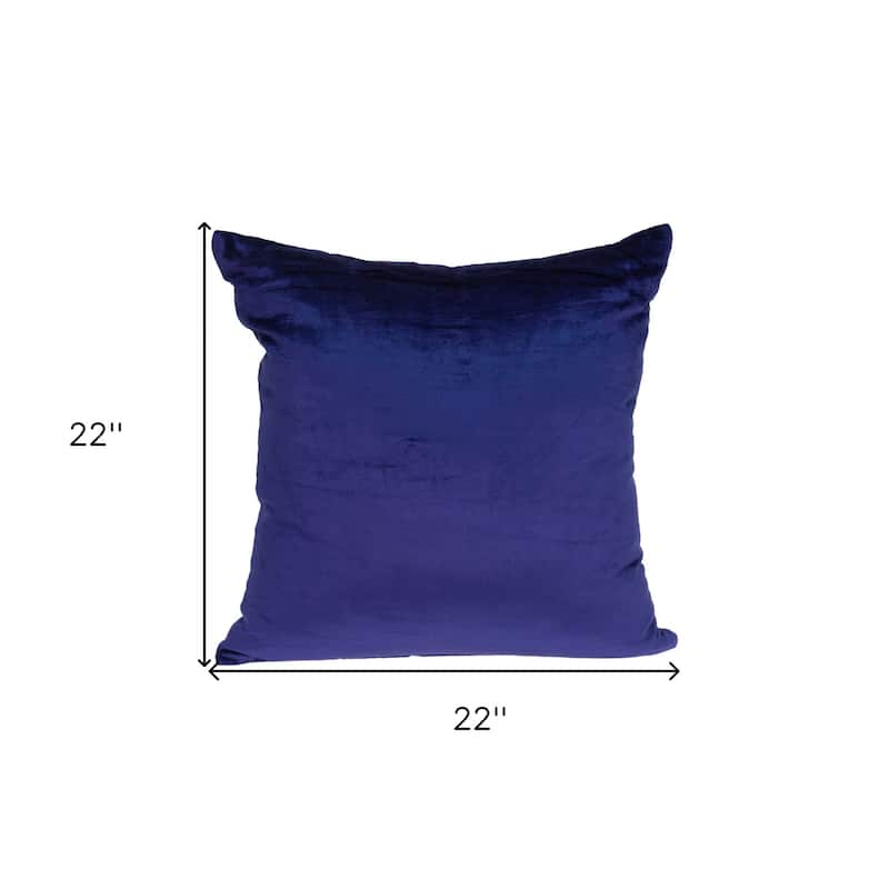 22" Royal Blue Cotton Blend Throw Pillow