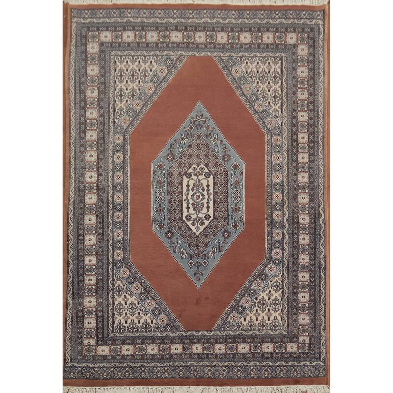 Hand Knotted Oriental 100% Wool Carpet Traditional Medallion Brown Bokhara Area Rug - 8' 11'' X 6' 1''