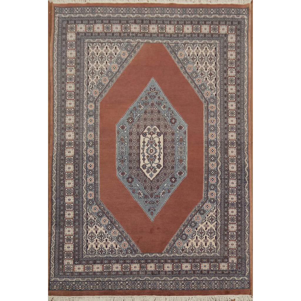 Hand Knotted Oriental 100% Wool Carpet Traditional Medallion Brown Bokhara Area Rug - 8' 11'' X 6' 1''