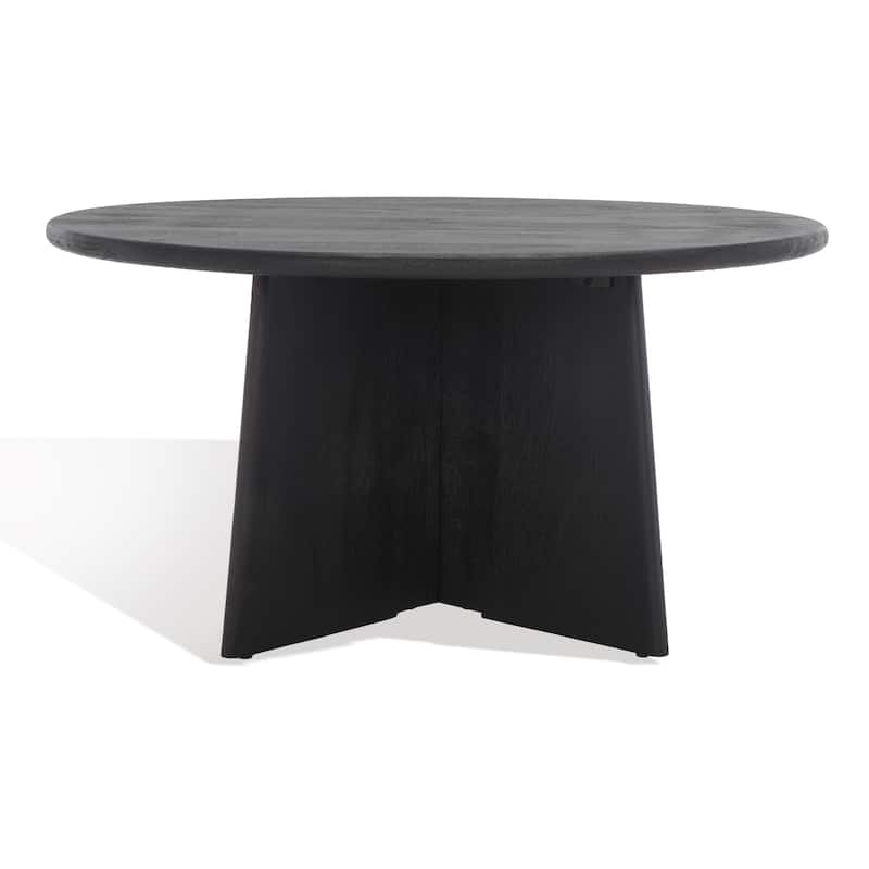 SAFAVIEH Couture Lindsey Round Wood Coffee Table - 35 In. W x 35 In. D x 18 In. H - 35Wx35Dx18H - Black