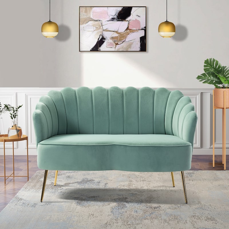 Xabier 52''Loveseat with Flower Shaped Back Design - SAGE