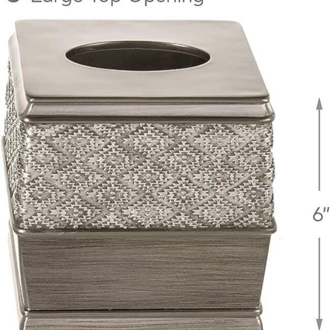 Creative Scents Dublin Brushed Silver Square Tissue Box Cover - Brushed SIlver