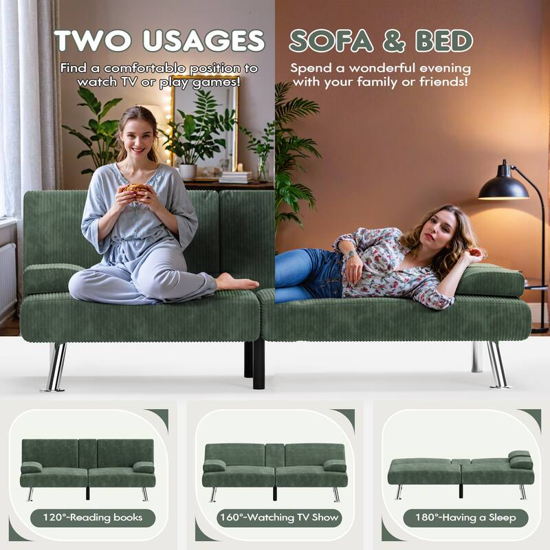 Furniwell Futons Folding Soft Cushion Sofa Bed with Adjustable Backrest Sofa