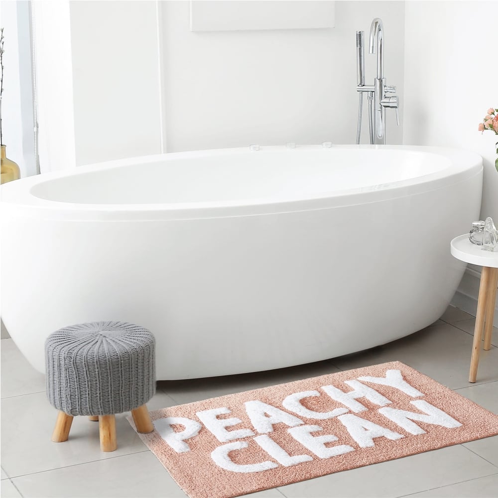 Jessica Simpson Cotton Bath Rug 20"x32", "Peachy Clean" Pink