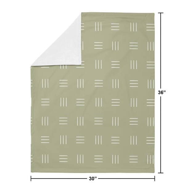 Sage Green Boho Mudcloth Baby Receiving Security Swaddle Blanket White