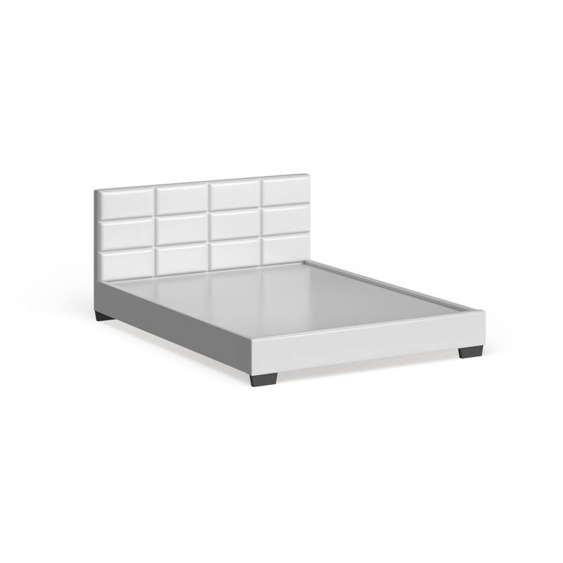 Baxton Studio Vivaldi Contemporary White Faux Leather Padded Platform Base Bed