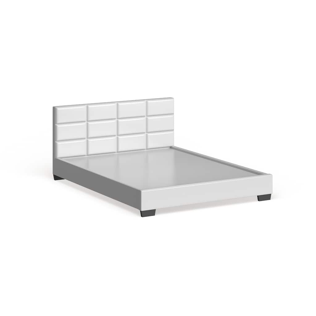 Baxton Studio Vivaldi Contemporary White Faux Leather Padded Platform Base Bed