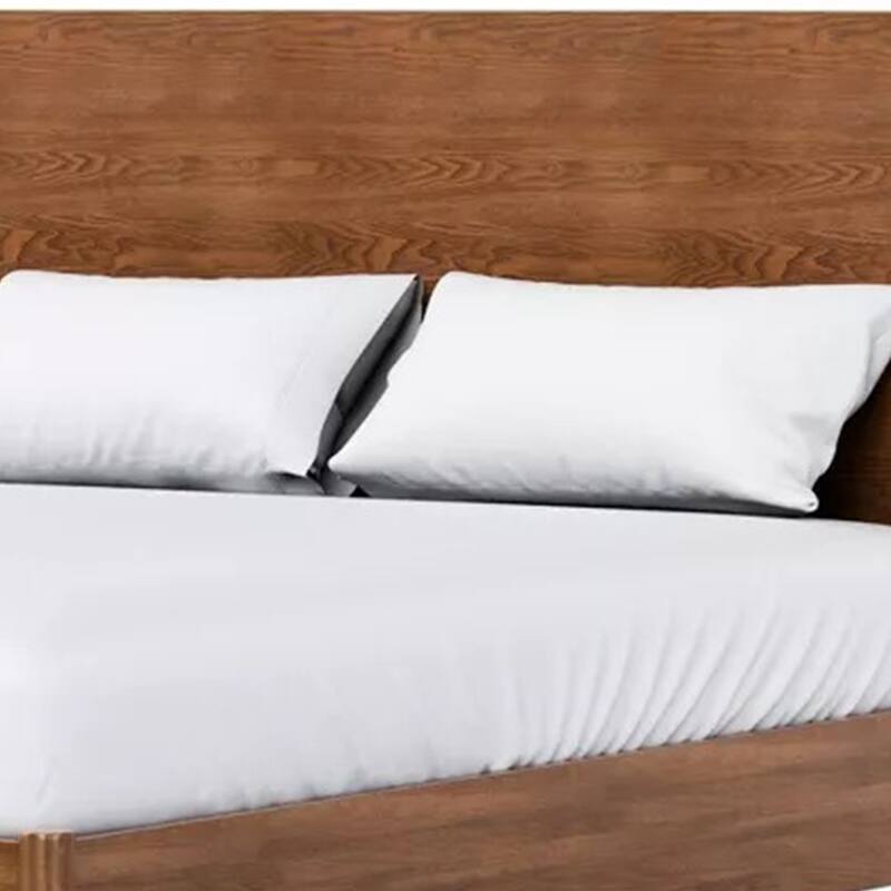 Roma Full Size Bed w Panel Headboard, Transitional Walnut Brown Solid Wood