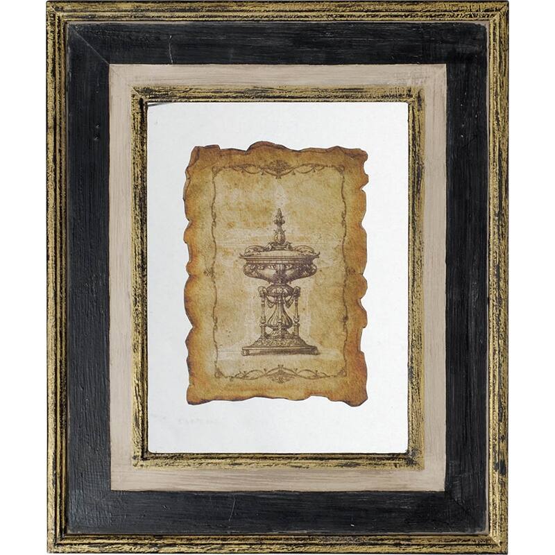 Antiqued Design Black Sculpture Print Set Wall Decor with Gold Frame, for Living Room Entryway and Office Space