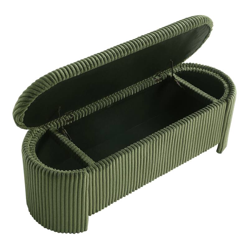 247 Shop At Home Modern Oval Chenille Storage Bench