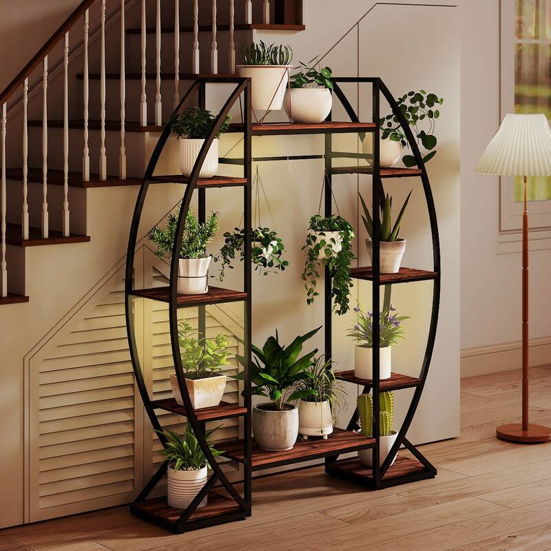 Costway 63” Tall 10-Tier Indoor Plant Stand with Grow Lights for - See Details