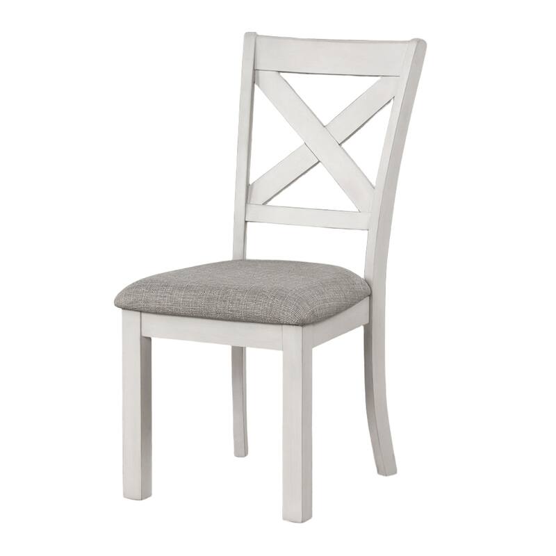 Modern Simple Rustic White Oak 2pc Side Chairs Dining Room Furniture Cross Back Cushion Seat Chair