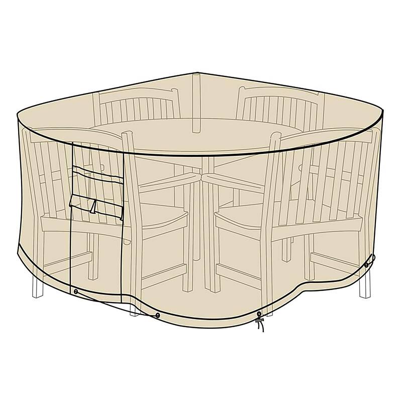 Heavy Duty Weather Resistant Deluxe Outdoor Extra Large Round Table and Chairs Cover, 2 Ply Polyeste