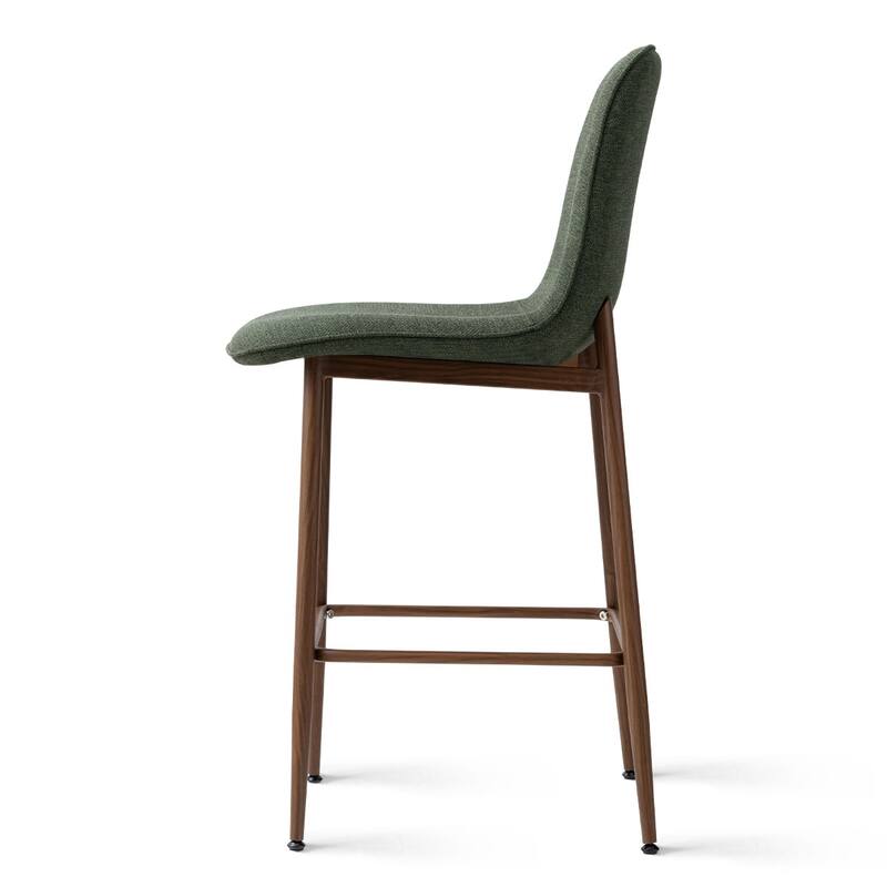 26" Seat Height Upholstered Counter Height Bar Stools with Walnut Metal Leg (Set of 3)