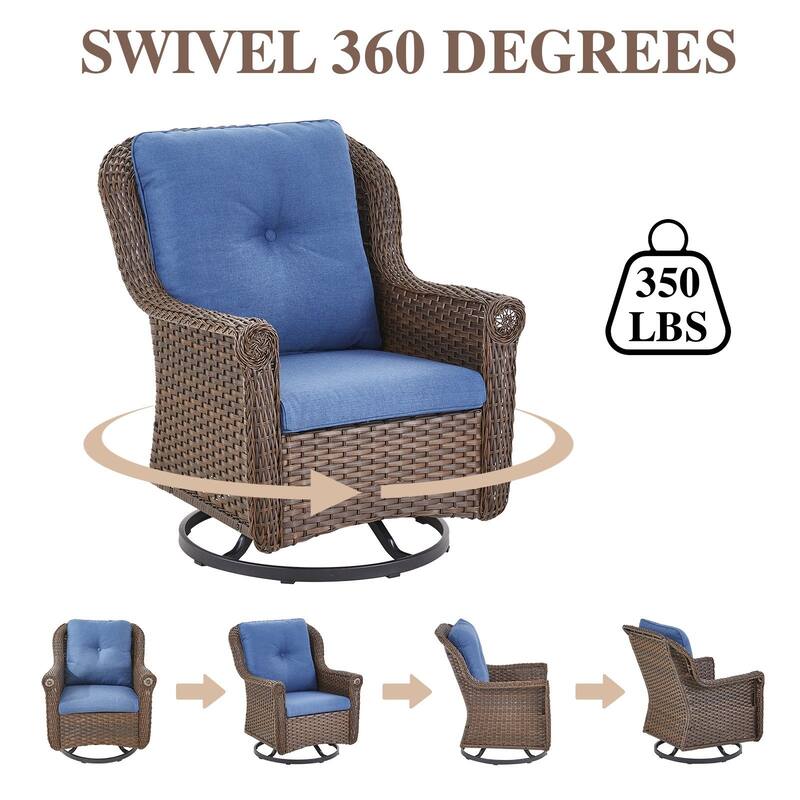 Pocassy Wicker Patio Conversation Set for Backyard